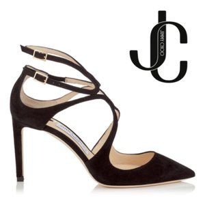 Jimmy Choo Lancer 85 Black Suede EU 40 US 9-9.5 Pump Heels